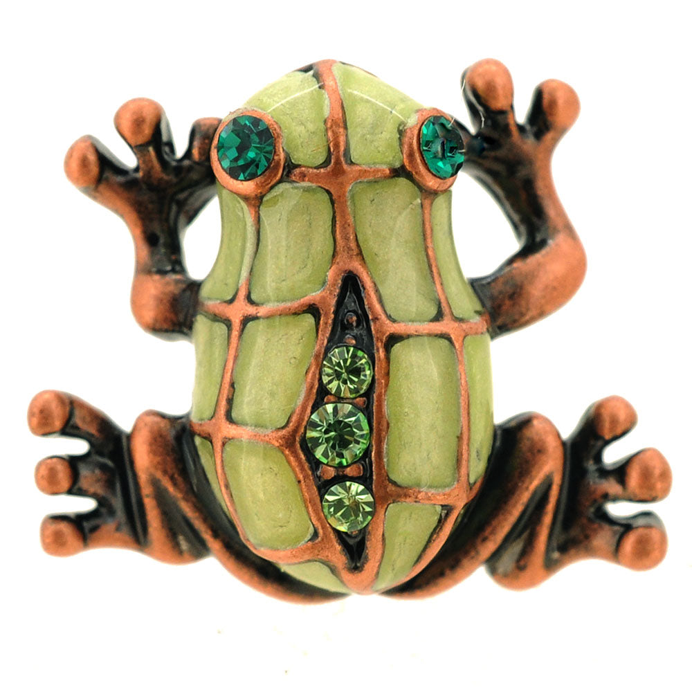 Green Frog Swarovski Crystal Lapel Pin