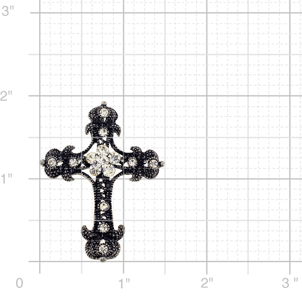 Black Cross Crystal Pin Brooch And Pendant