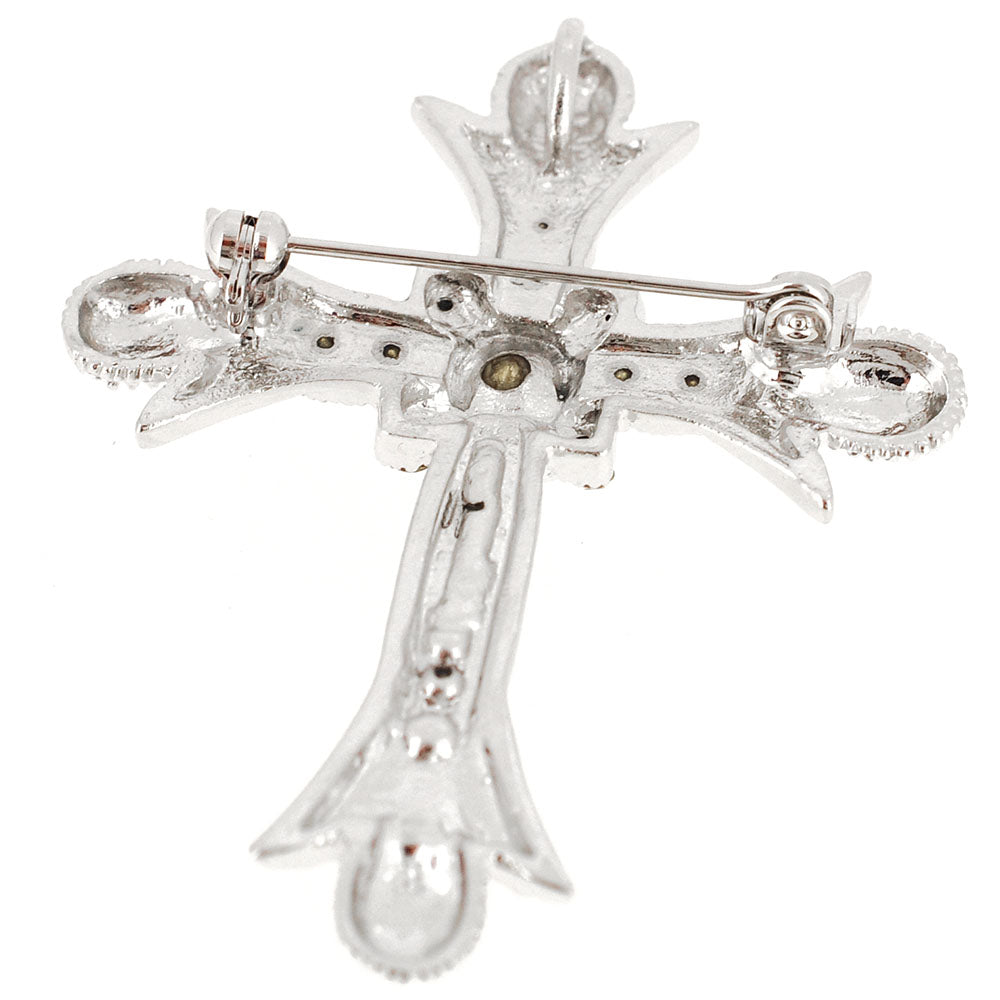 White Cross Crystal Pin Brooch And Pendant