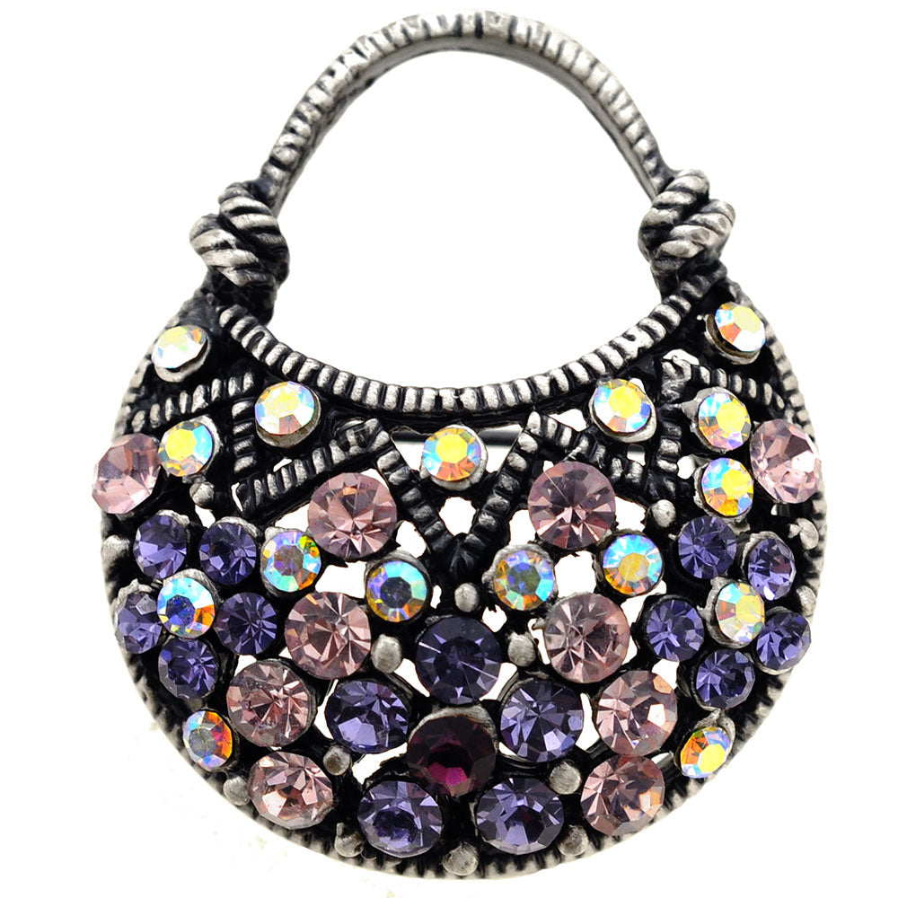 Amethyst Lady Handbag Swarovski Crystal Vintage Style Brooch Pin