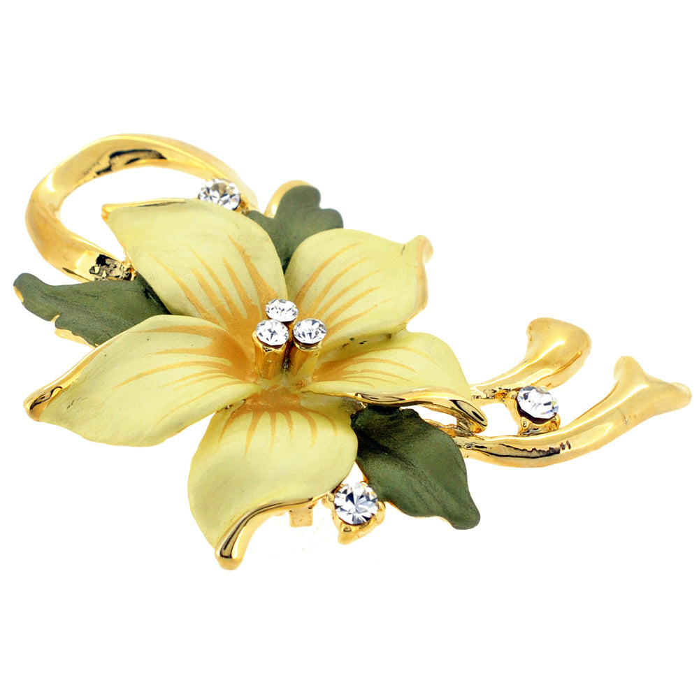 Yellow Poinsettia Swarovski Crystal Flower Pin Brooch and Pendant