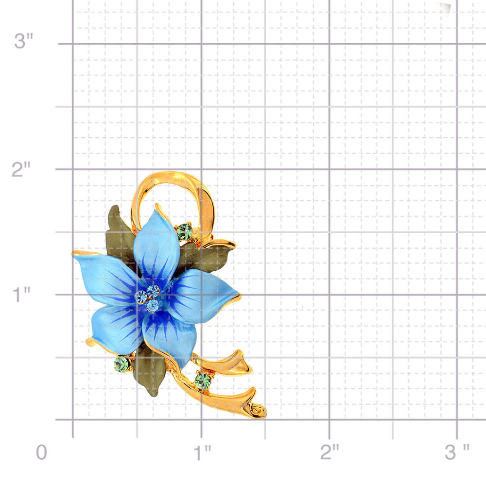 Blue Poinsettia Flower Swarovski Crystal Pin Brooch and Pendant