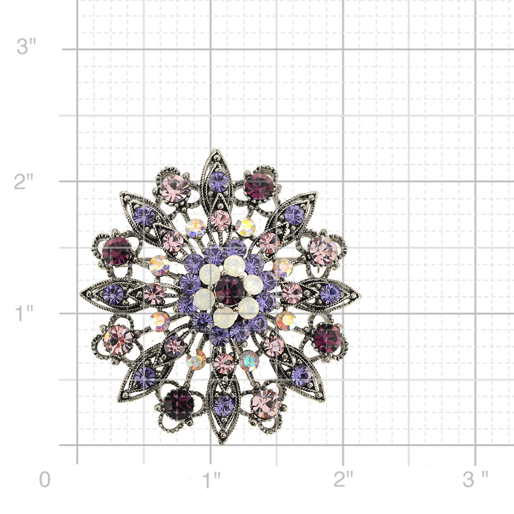 Amethyst Purple Flower Bridal Wedding Swarovski Crystal Pin Brooch and Pendant