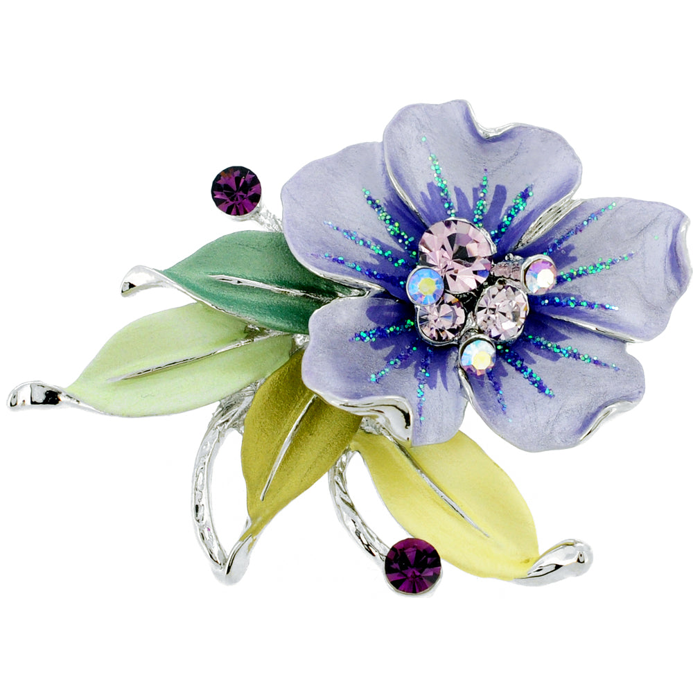 Purple Flower Swarovski Crystal Pin Brooch