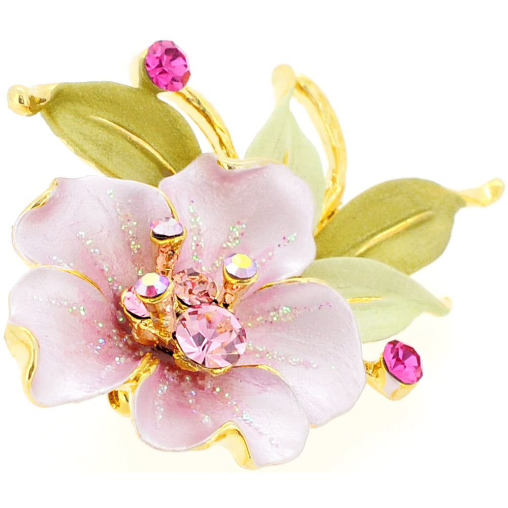 Pink Flower Swarovski Crystal Pin Brooch