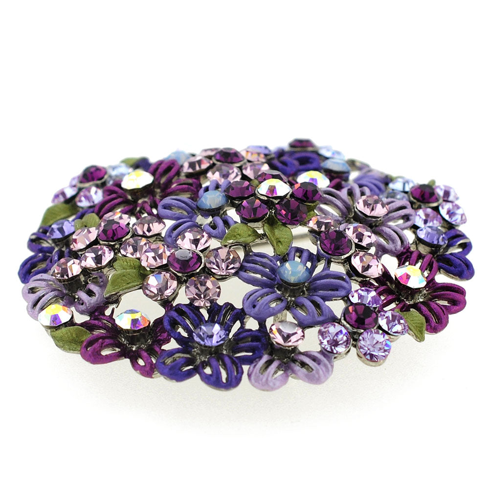 Purple Flower Bridal Wedding Crystal Pin Brooch and Pendant