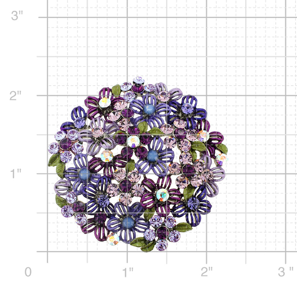 Purple Flower Bridal Wedding Crystal Pin Brooch and Pendant
