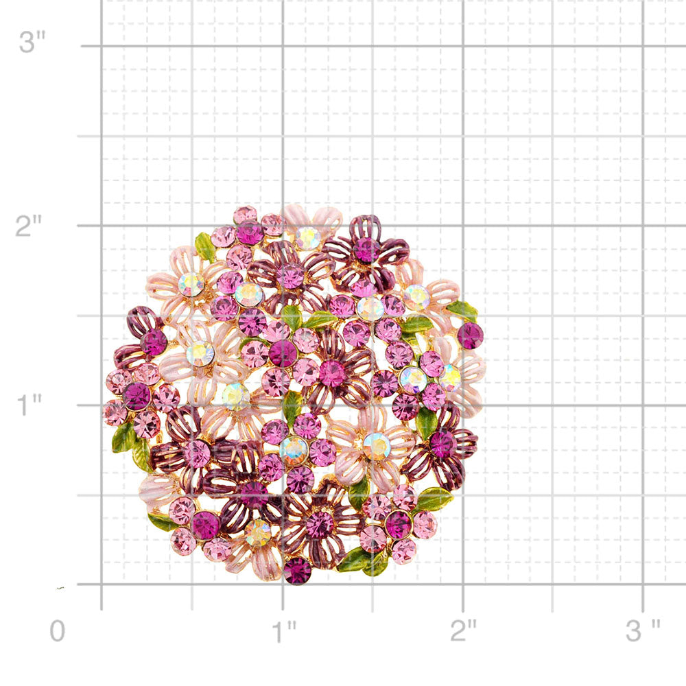 Pink Flower Bridal Wedding Crystal Pin Brooch and Pendant