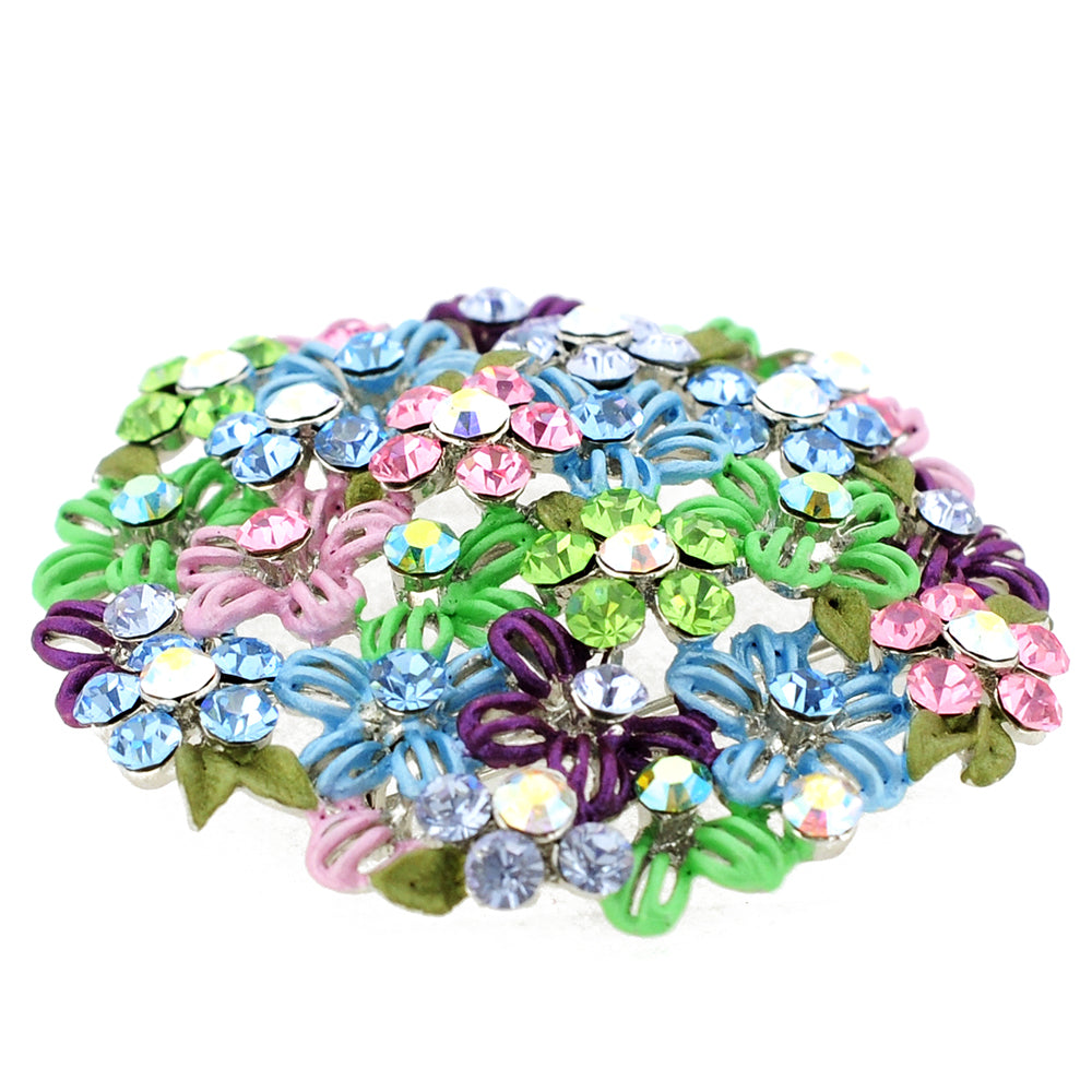 Multicolor Flower Bridal Wedding Crystal Pin Brooch and Pendant