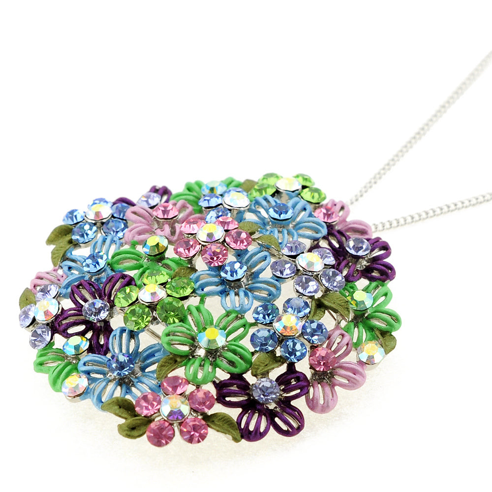 Multicolor Flower Bridal Wedding Crystal Pin Brooch and Pendant