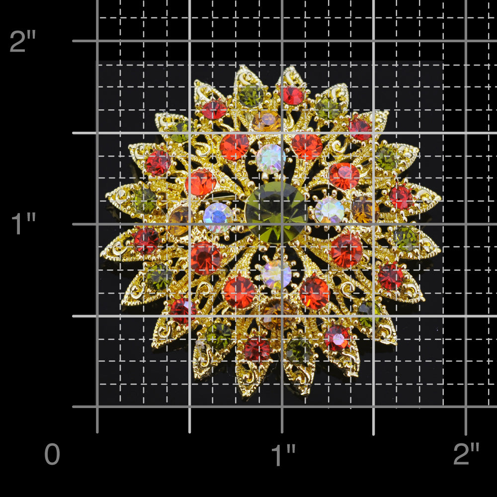 Multicolor Flower Bridal Wedding Crystal Pin Brooch and Pendant