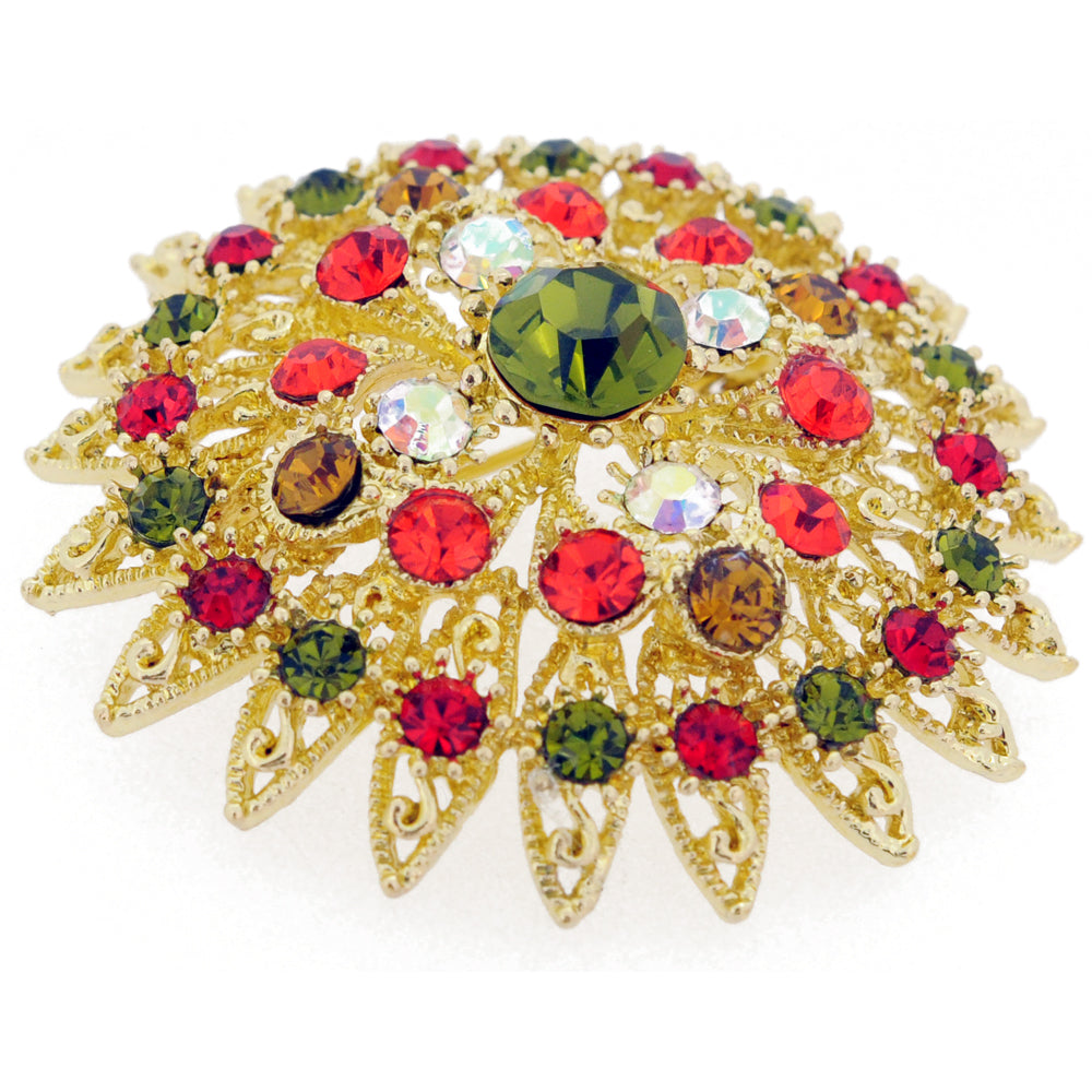 Multicolor Flower Bridal Wedding Crystal Pin Brooch and Pendant