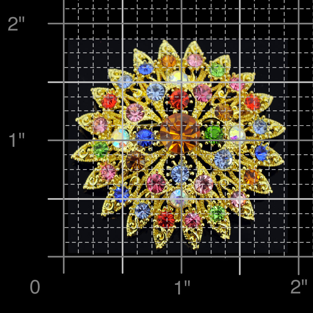 Multicolor Flower Bridal Wedding Crystal Pin Brooch and Pendant
