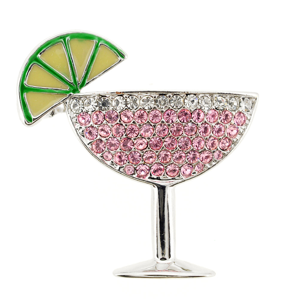 Pink Margarita Glass Crystal Brooch/Pendant