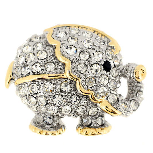 Silver Elephant Crystal Animal Pin Brooch