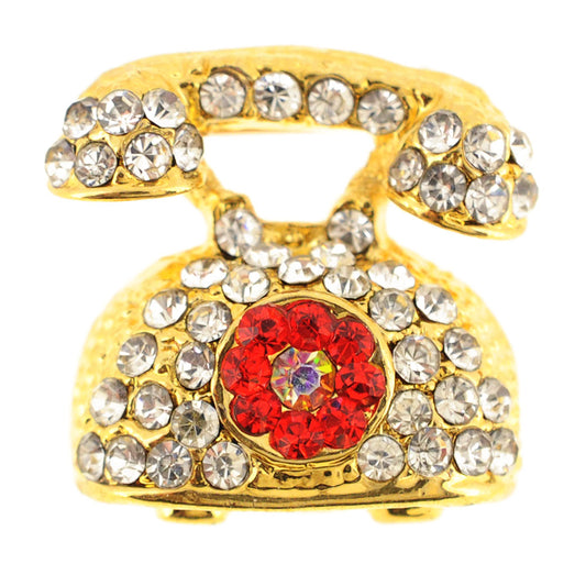 Golden Crystal Classic Telphone Pin Brooch