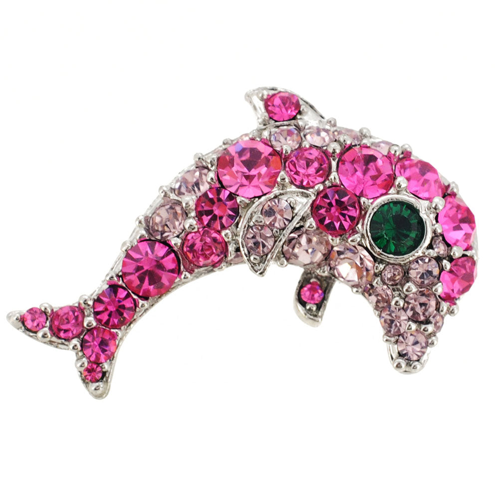 Pink Dolphin Swarovski Crystal Brooch Pin