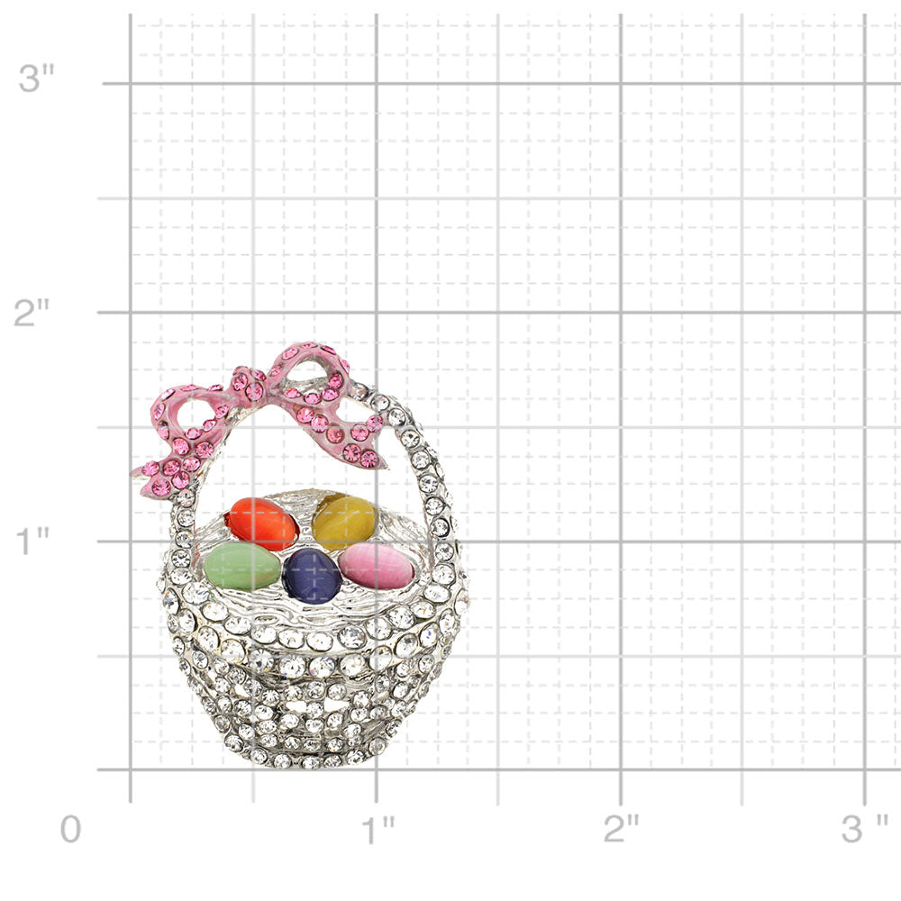 Multicolor Easter Basket Crystal Brooch Pin