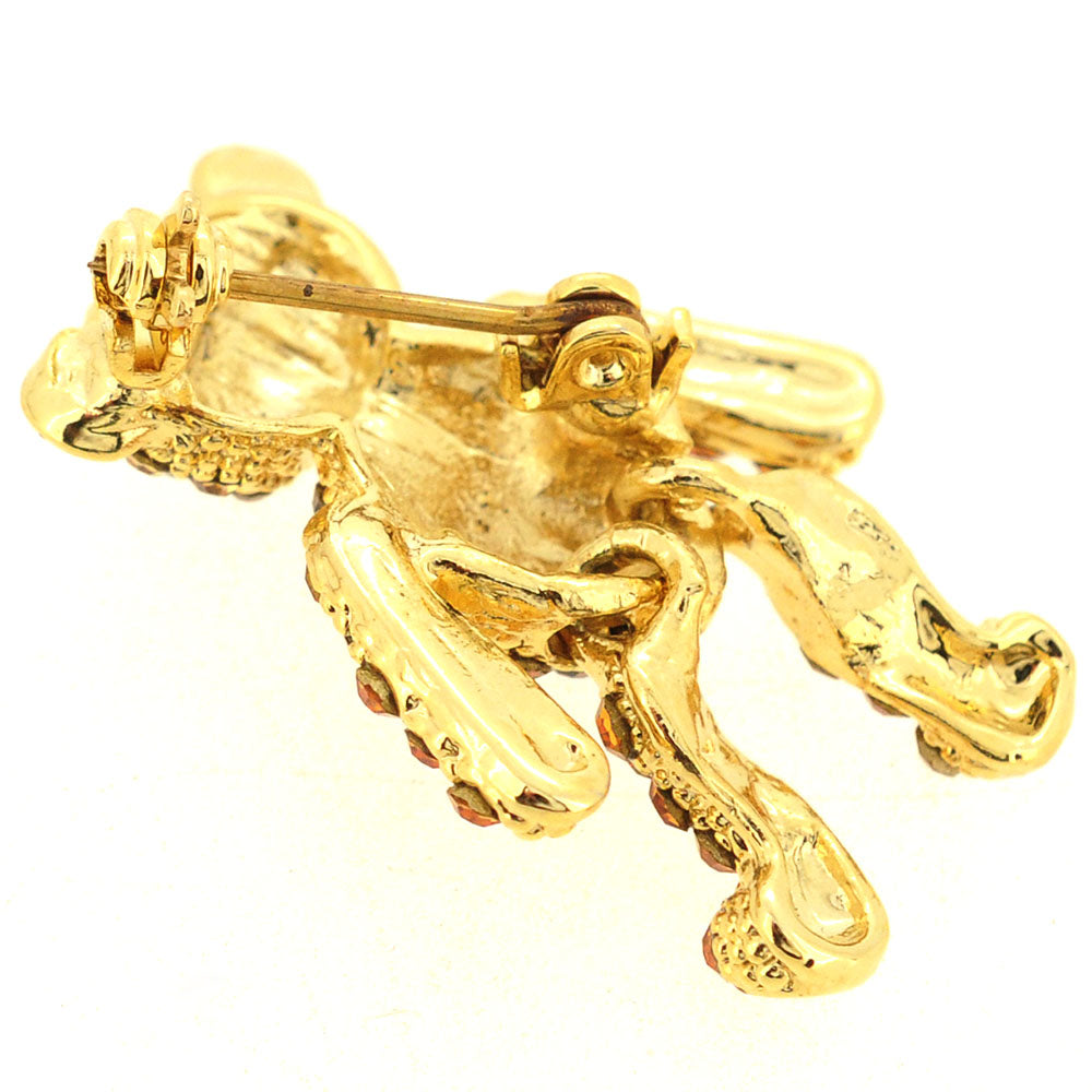 Golden Topaz Brown Teddy Bear Swarovski Crystal Brooch Pin