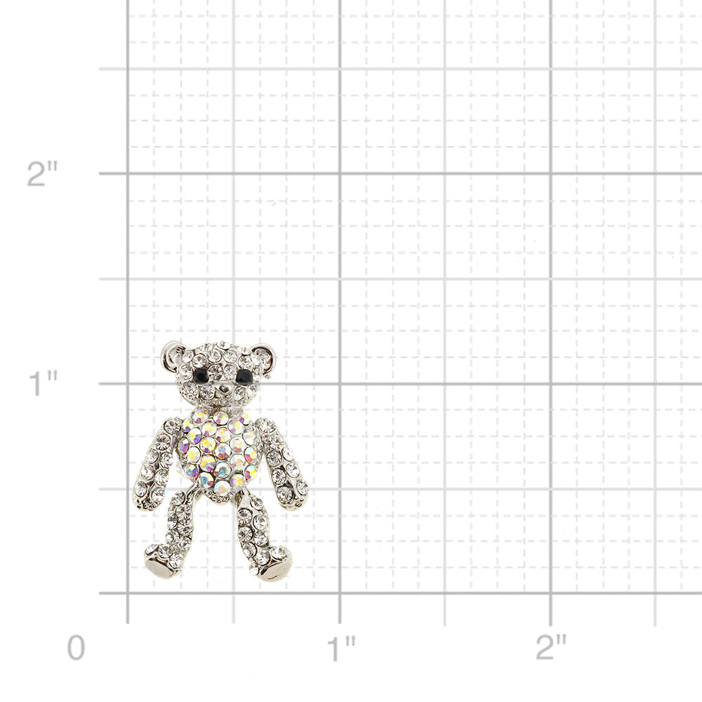 White Teddy Bear Swarovski Crystal Brooch Pin