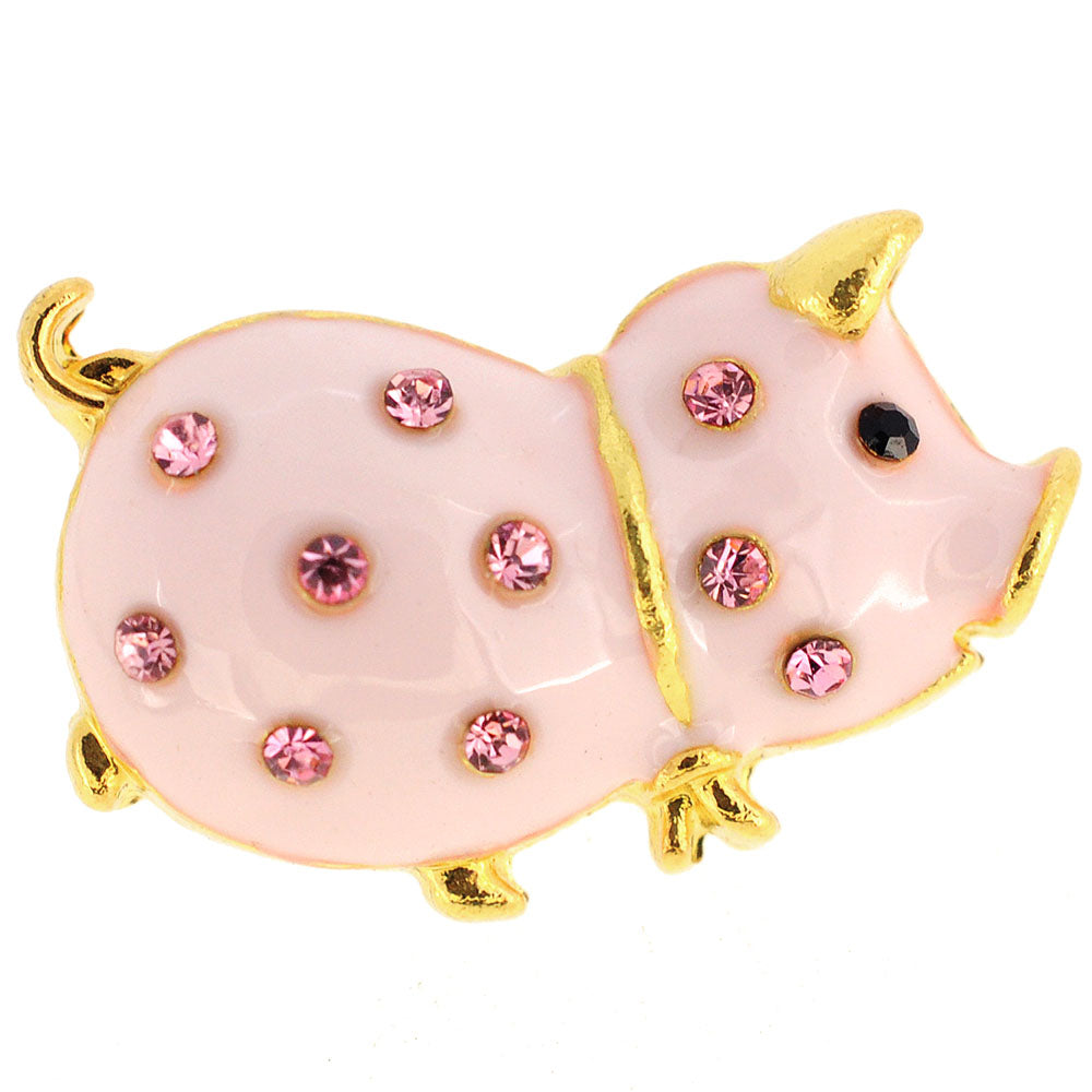 Pink Pig Crystal Lapel Pin