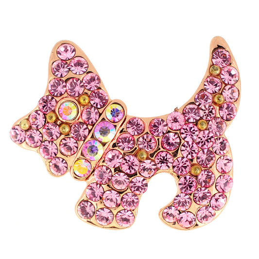 Rose Pink Scotty Dog Pin Animal Brooch Pin