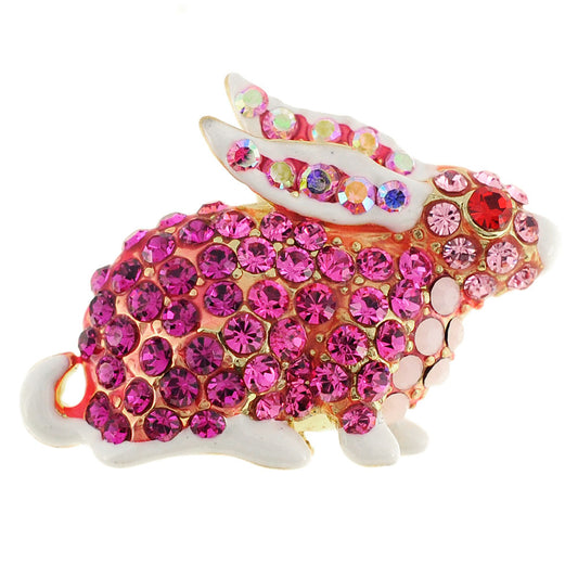 Pink Rabbit Swarovski Crystal Easter Pin Brooch
