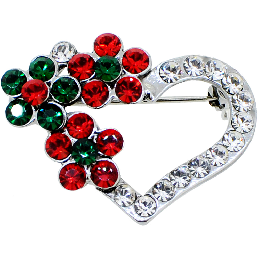 Christmas Heart Swarovski Crystal Pin Brooch