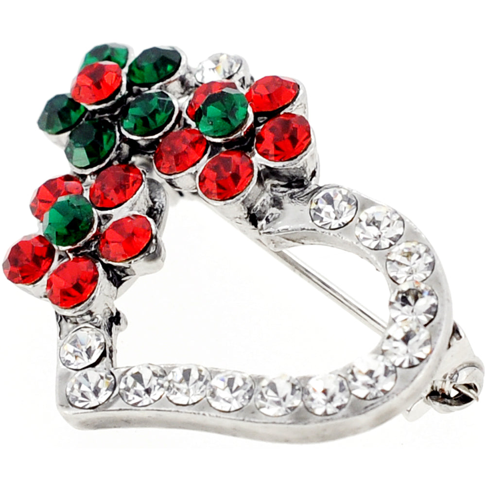 Christmas Heart Swarovski Crystal Pin Brooch