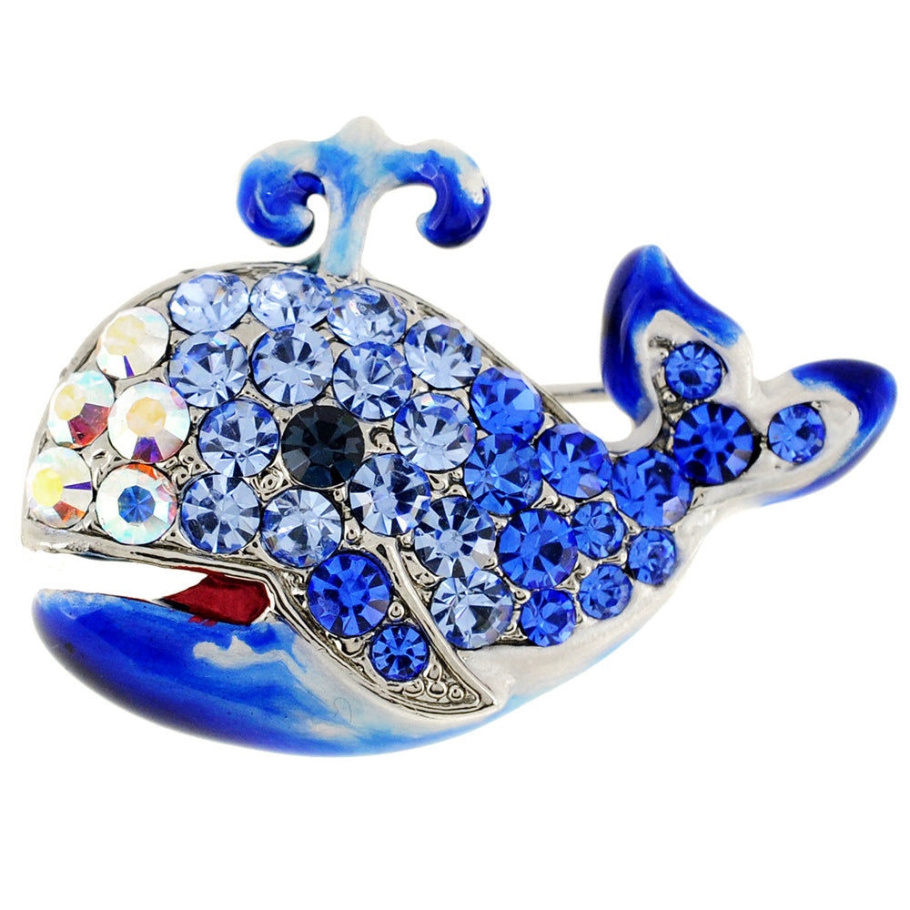 Blue Whale Crystal Pin Brooch