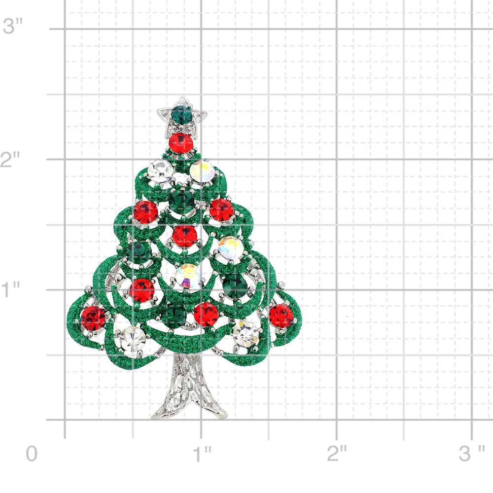Multicolor Crystal Christmas Tree Swarovski Crystal Pin Brooche