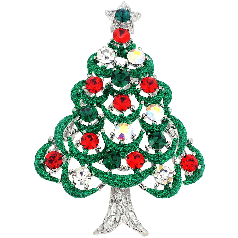 Multicolor Crystal Christmas Tree Swarovski Crystal Pin Brooche