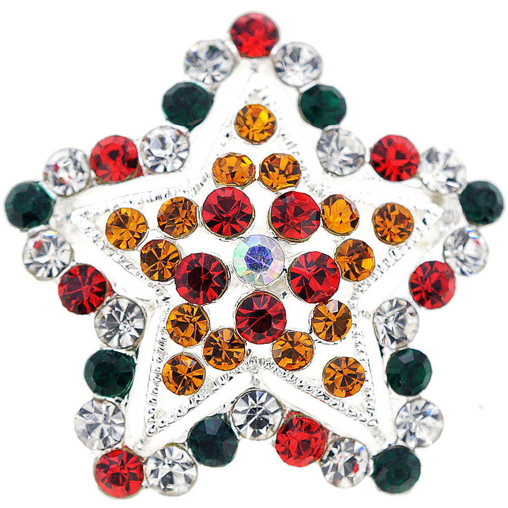 Multicolor Star Crystal Pin Brooch
