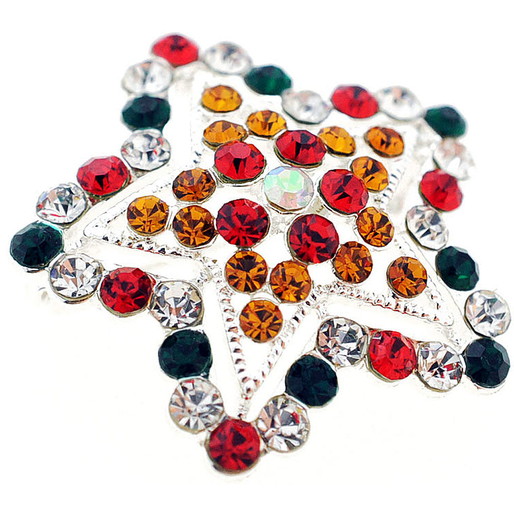 Multicolor Star Crystal Pin Brooch