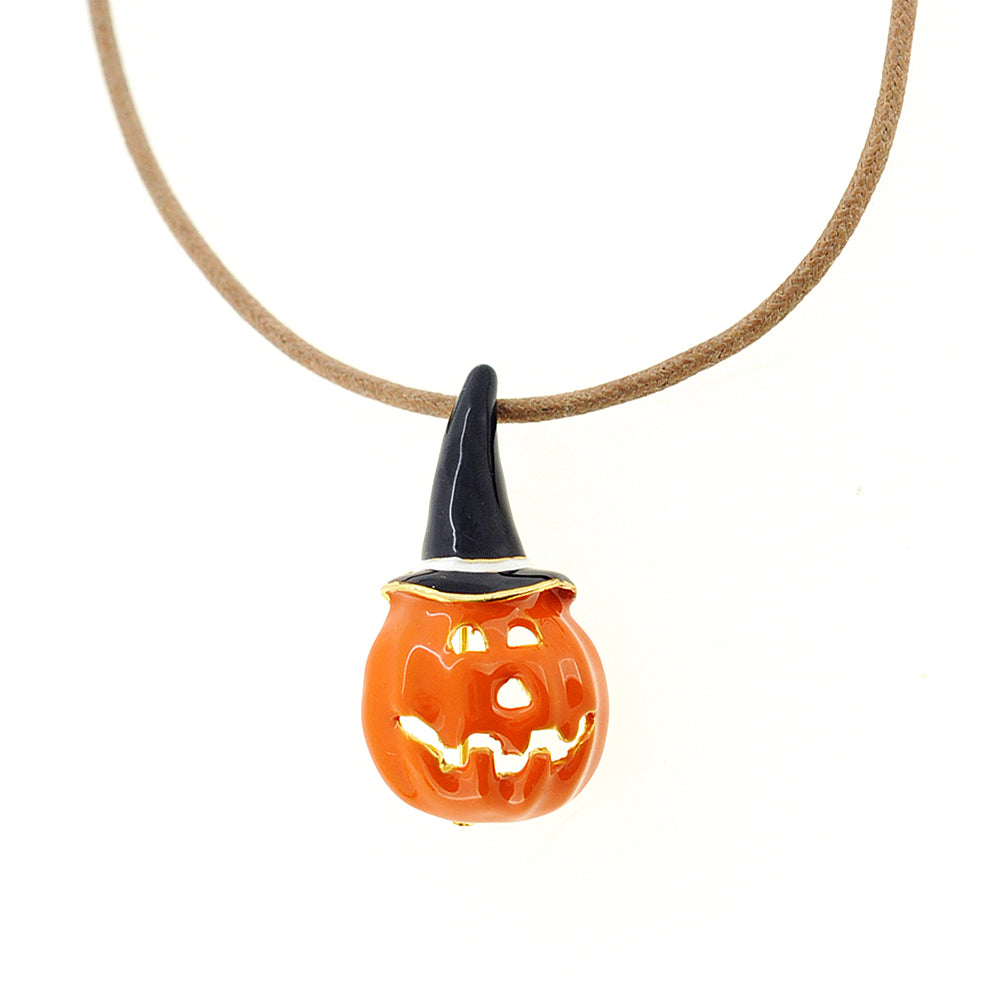Pumpkin With Black Hat Halloween Pin Brooch And Pendant