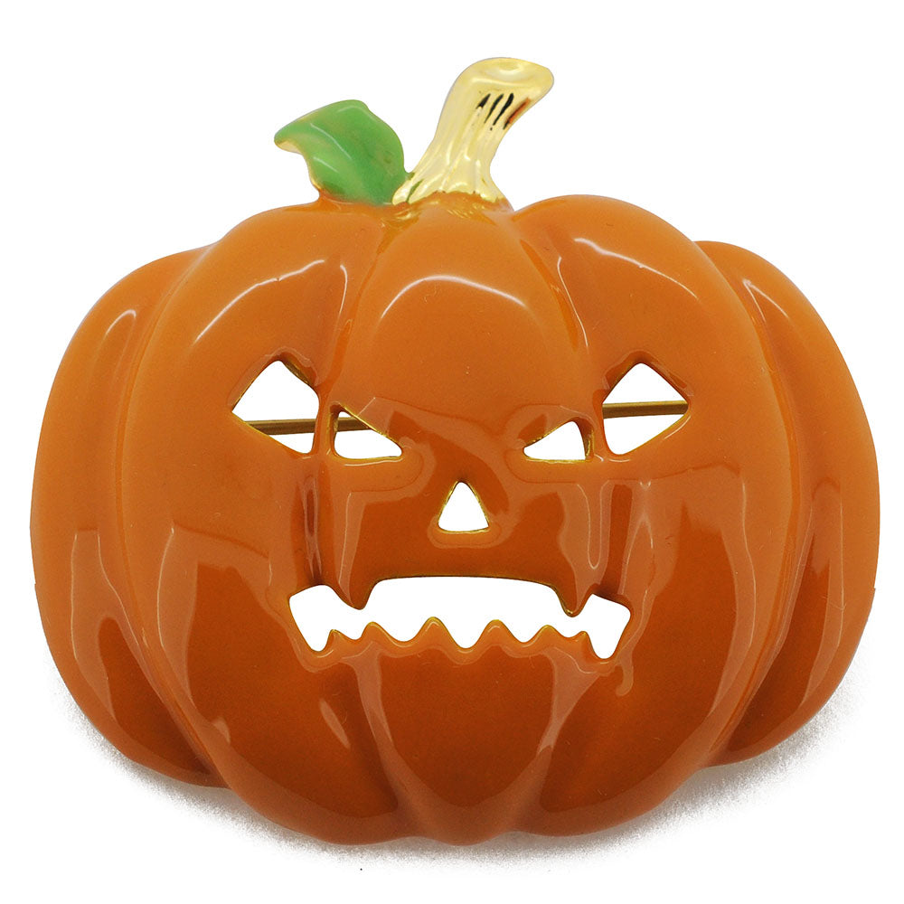 Large Enamel Pumpkin Halloween Pin Brooch