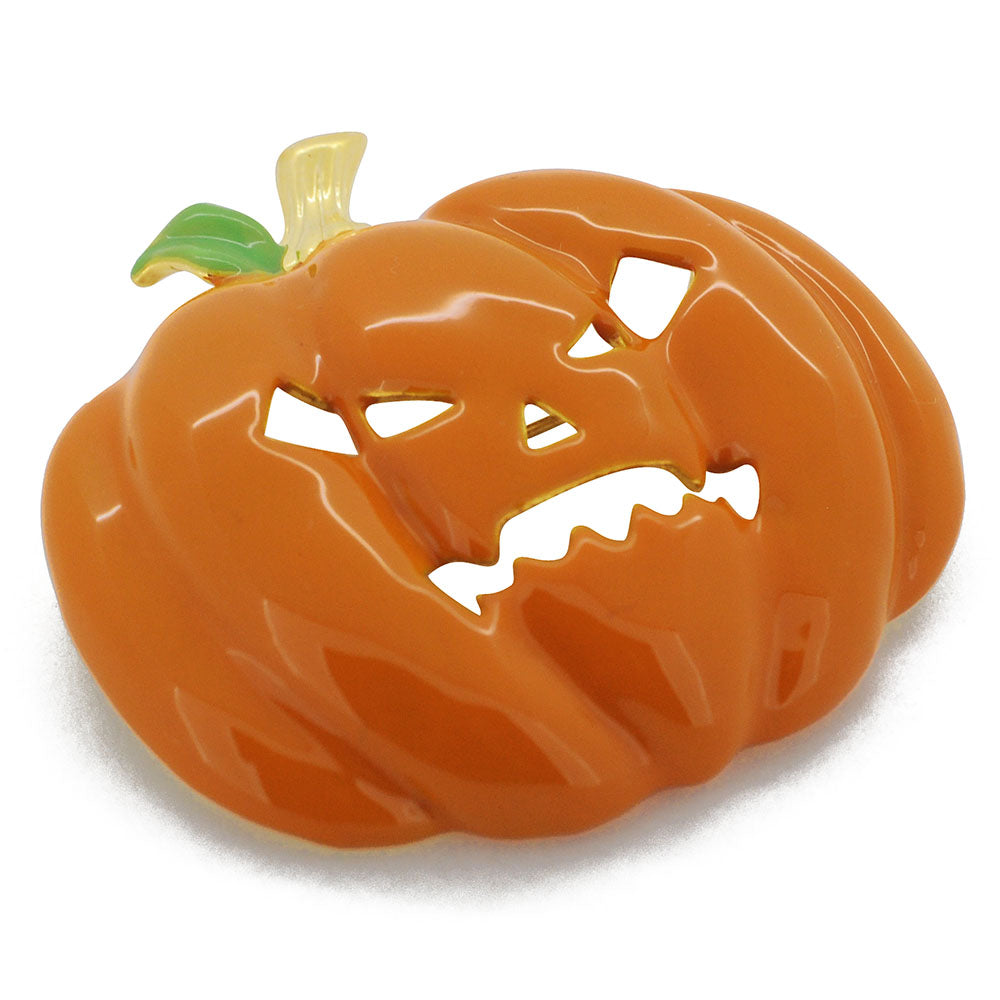 Large Enamel Pumpkin Halloween Pin Brooch