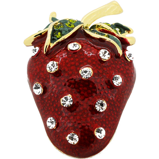 Red Strawberry Swarovski Crystal Pin Brooch