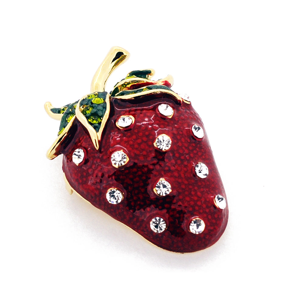 Red Strawberry Swarovski Crystal Pin Brooch