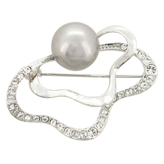 Pearl And Crystal Flower Swarovski Crystal Pin Brooch