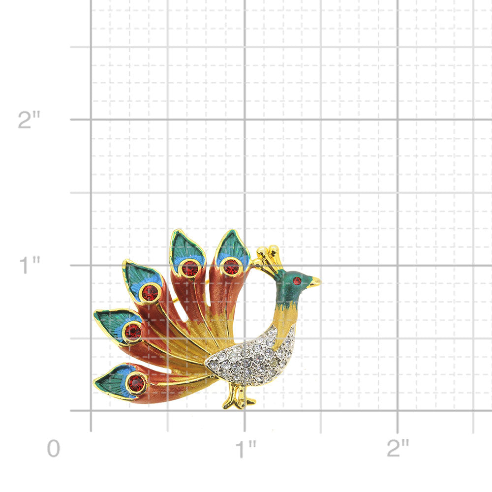 Multicolor Peacock Pin Swarovski Crystal Pin Brooch