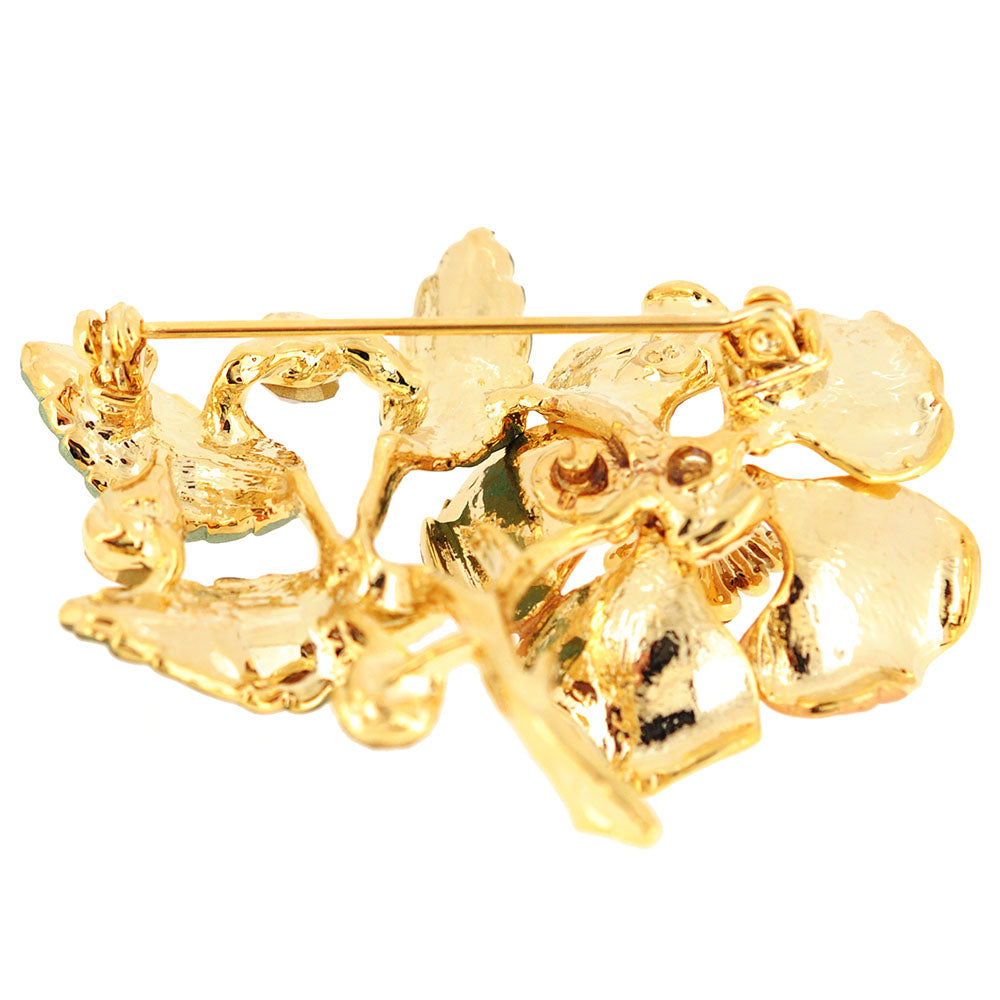 Topaz Brown Flower Swarovski Crystal Pin Brooch