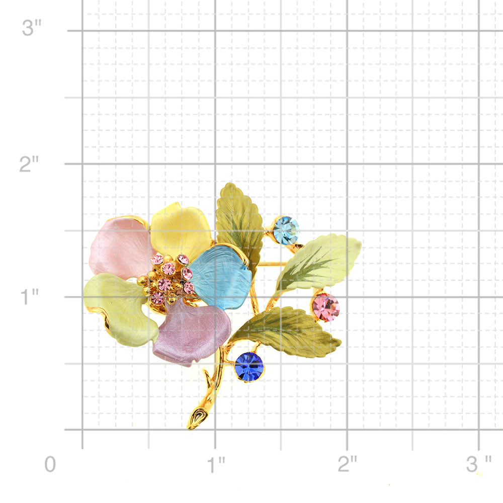 Multicolor Flower Swarovski Crystal Pin Brooch