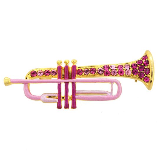 Pink Trompet Swarovski Crystal Pin Brooch