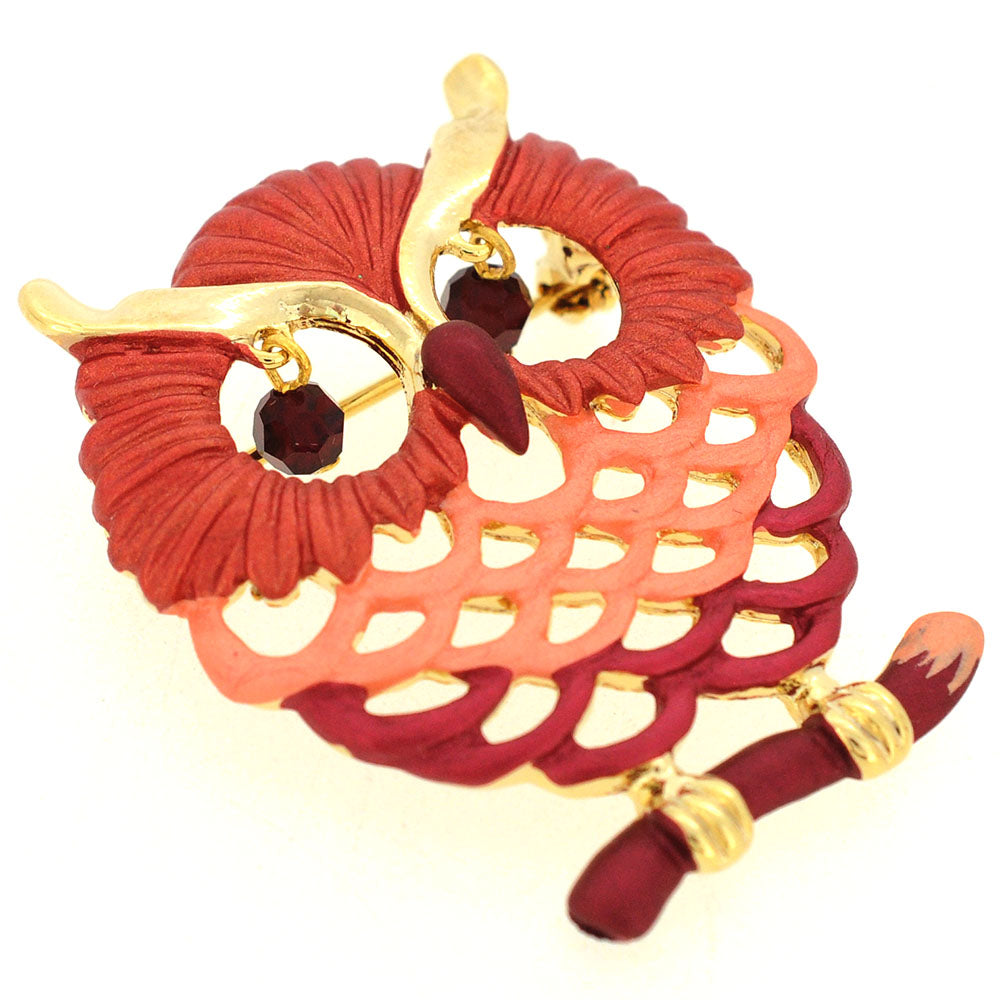 Red Owl Swarovski Crystal Pin Brooch