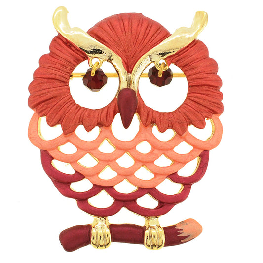 Red Owl Swarovski Crystal Pin Brooch