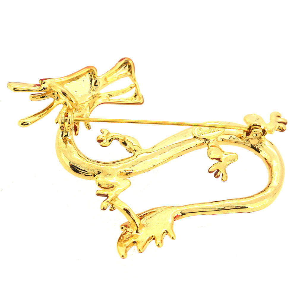 Ruby Red Dragon Swarovski Crystal Pin Brooch