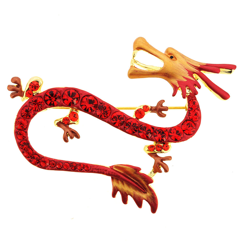 Ruby Red Dragon Swarovski Crystal Pin Brooch