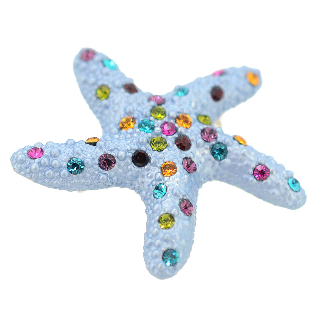 Multicolor Crystal Blue Starfish Pin Brooch