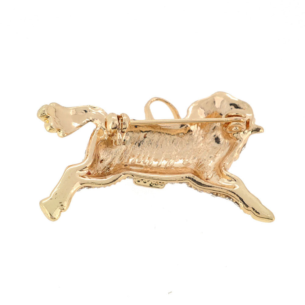 Golden Horse Crystal Pin Brooch